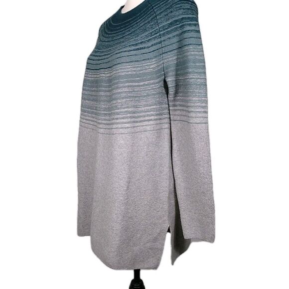 J.Jill Sweater/Tunic Women's  Ombre Teal to Gray Long Cotton Blend M Cozy Coast - Picture 2 of 9